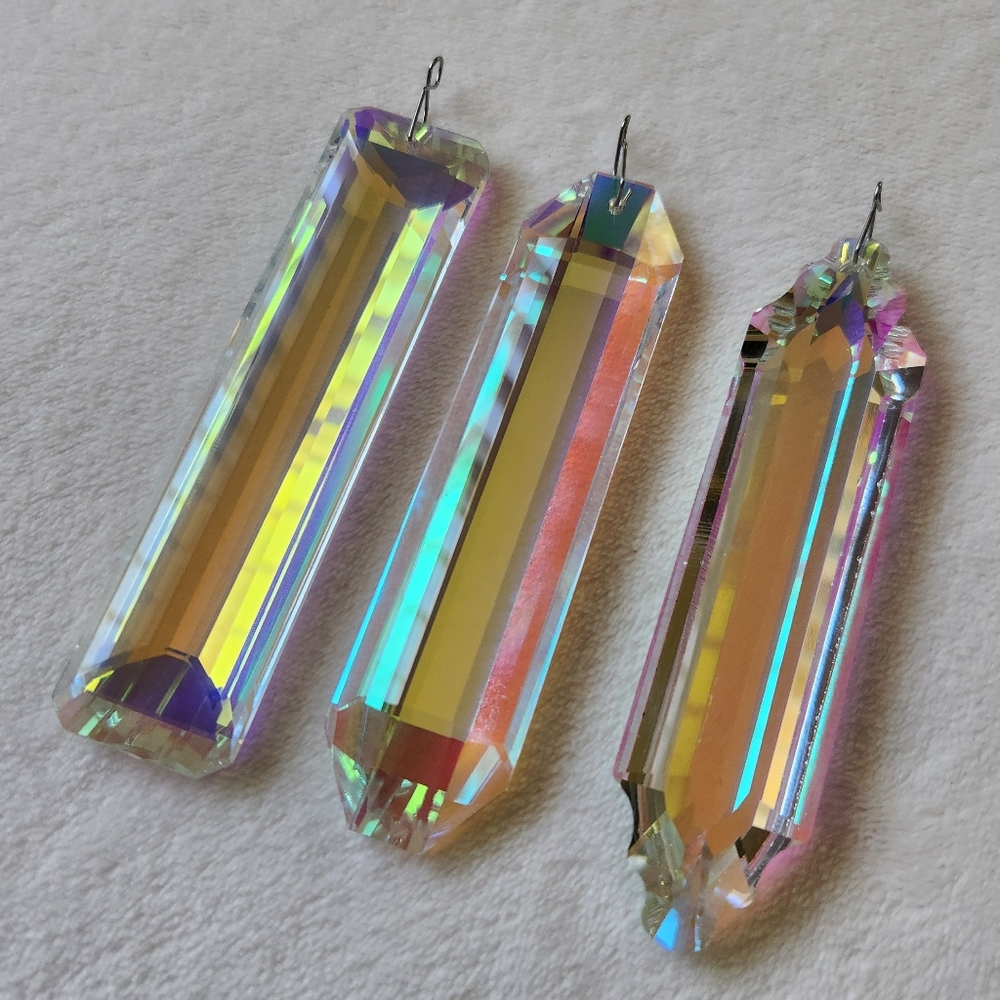 3 Iridescent Crystal Prism Suncatchers